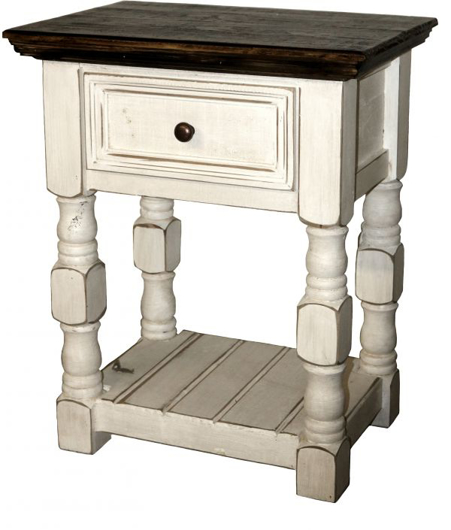 Picture of RUSTIC MOUNTAIN LAKE WEATHERED WHITE COTTAGE NIGHTSTAND - MD213