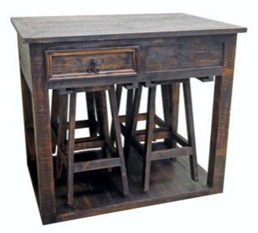 Picture of RUSTIC RECLAIM ISLAND WITH 4 STOOLS - MD1064