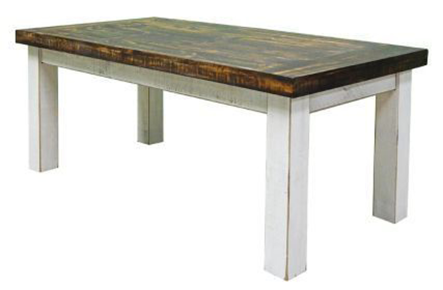 Picture of RUSTIC COCKTAIL TABLE WEATHERED WHITE BROWN TOP - MD534