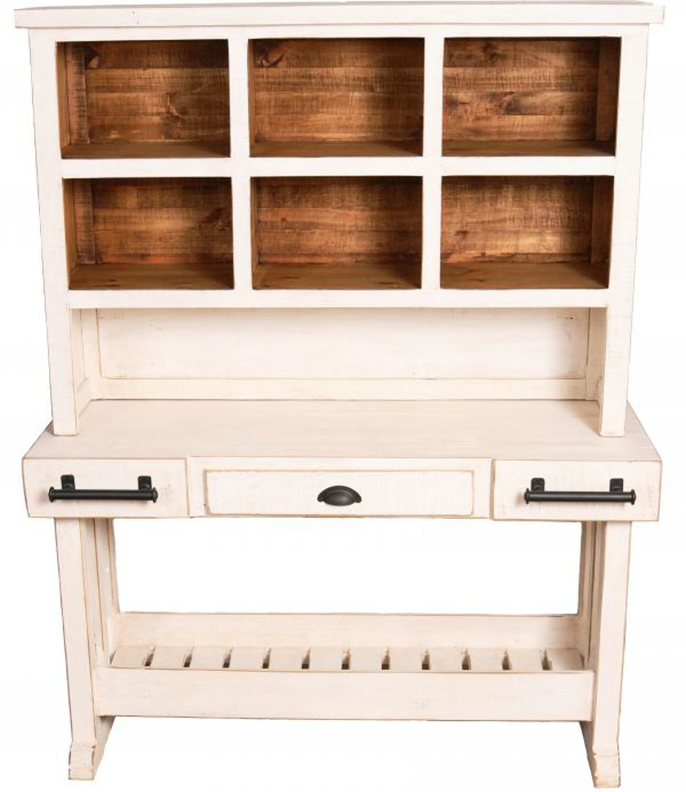 Picture of RUSTIC WEATHERED WHITE BUFFET/HUTCH - MD885