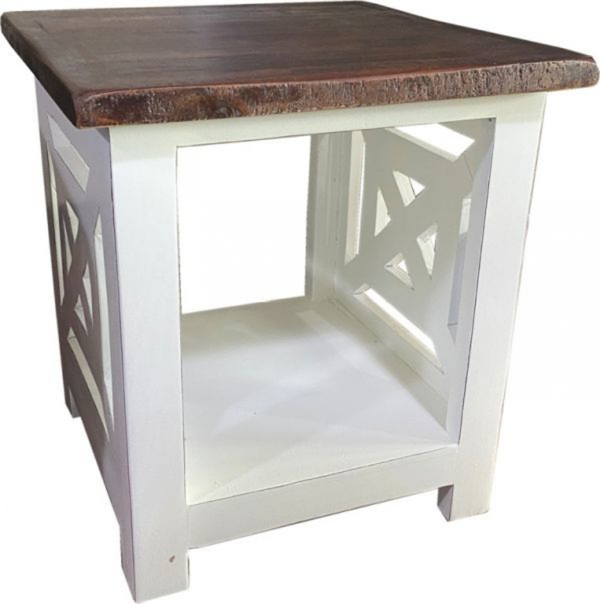Picture of RUSTIC END TABLE ANTIQUE WHITE COFFEE TOP - WO128