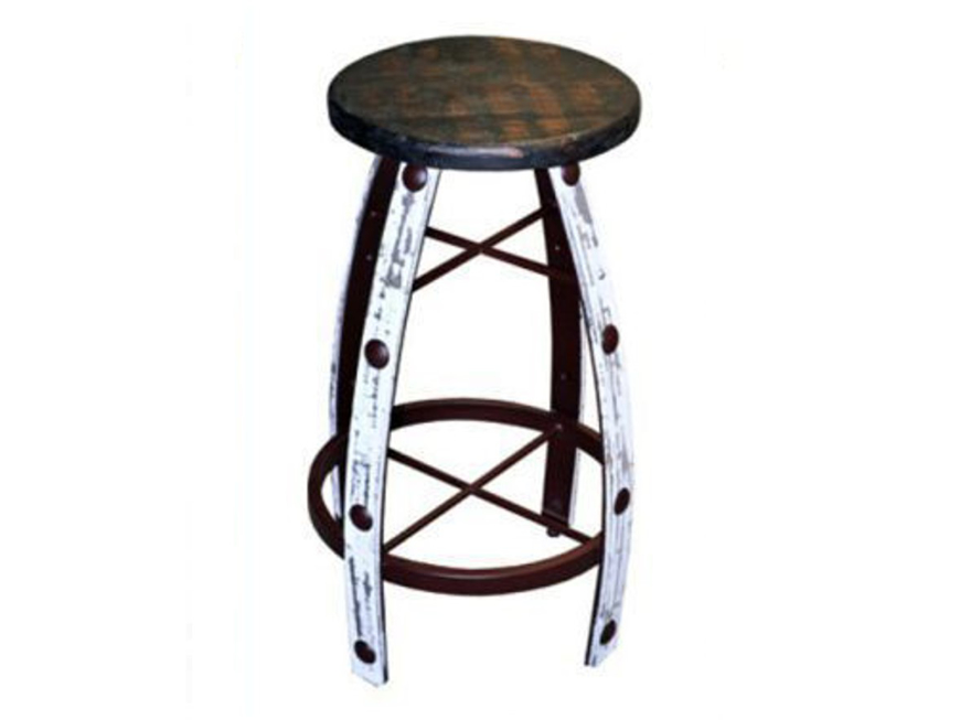 Picture of RUSTIC 30" WHITE SCRAPED ROUND BARSTOOL - MD639