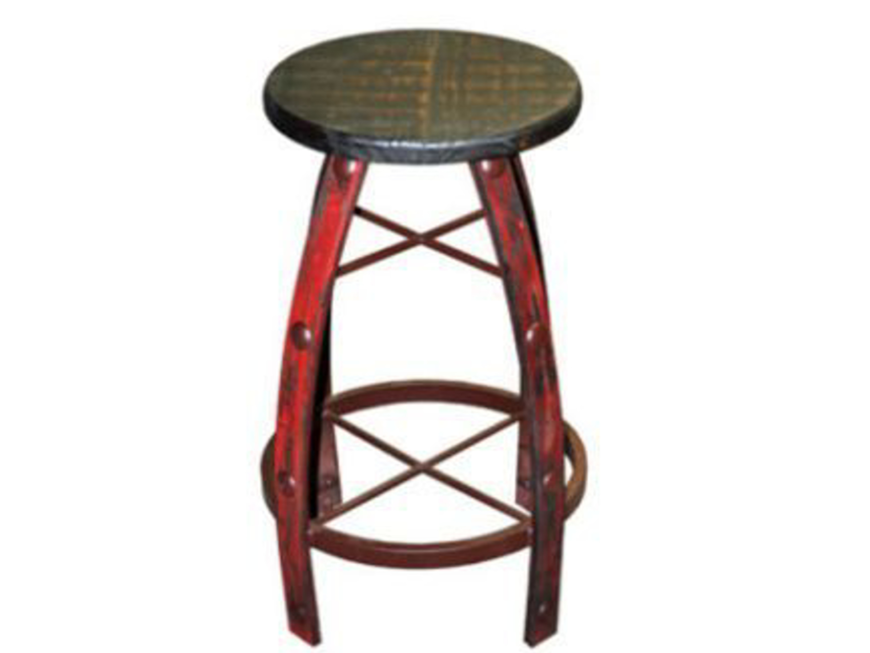 Picture of RUSTIC RED SCRAPED ROUND BARSTOOL - MD1076