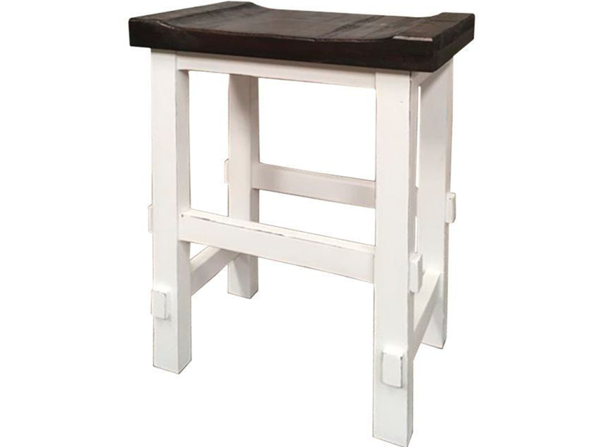 Picture of RUSTIC WHITE W/BROWN TOP 24" STOOL - MD1038