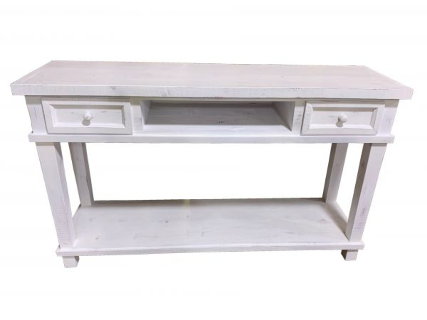 Picture of RUSTIC WHITE WITH WOOD RUB SOFA TABLE - TE128