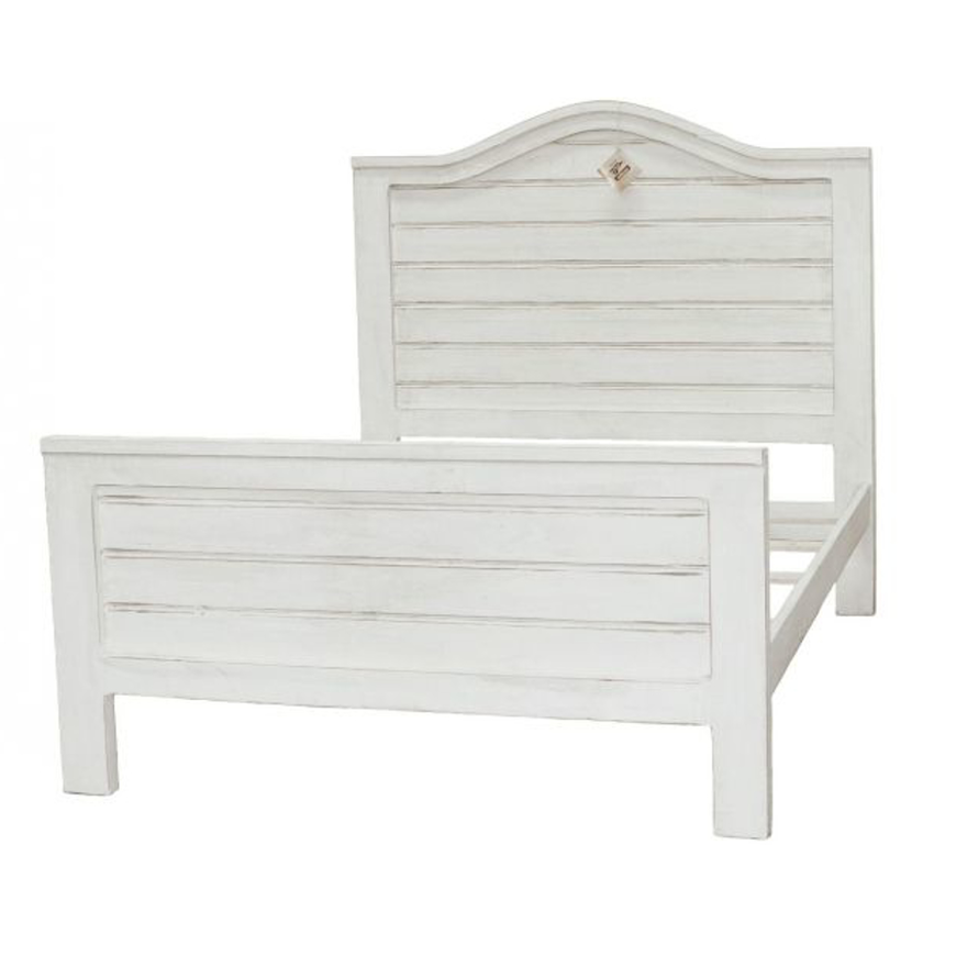 Picture of RUSTIC ARCHED KING RANCH BED WEATHERED WHITE - MD756
