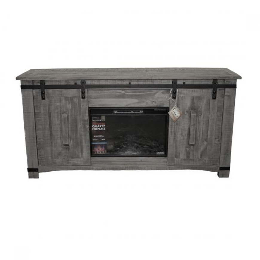 Picture of RUSTIC CHARCOAL BARNDOOR FIREPLACE TV CONSOLE - MD588