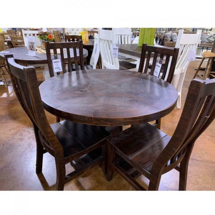 Picture of 47 IN ROUND RUSTIC TABLE & 4 CHAIRS - WO502