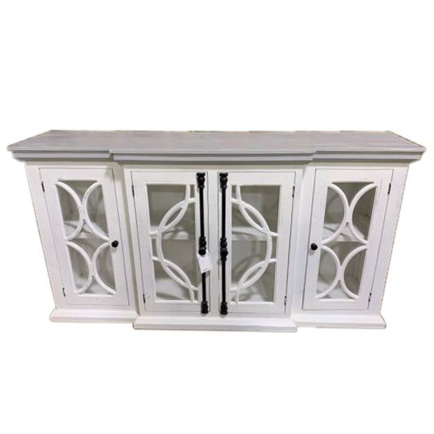 Picture of RUSTIC ENTERTAINMENT CONSOLE WHITE GRAY TOP - TE214