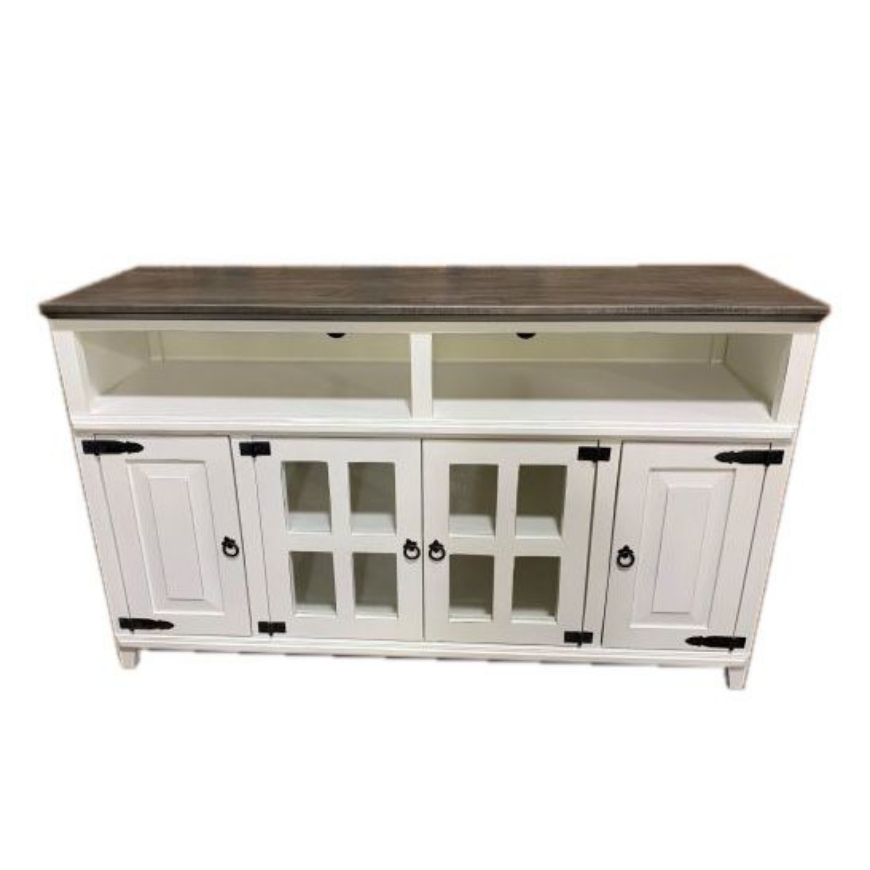 Picture of RUSTIC ENTERTAINMENT CONSOLE ANTIQUE WHITE/GRAY TOP - WO61