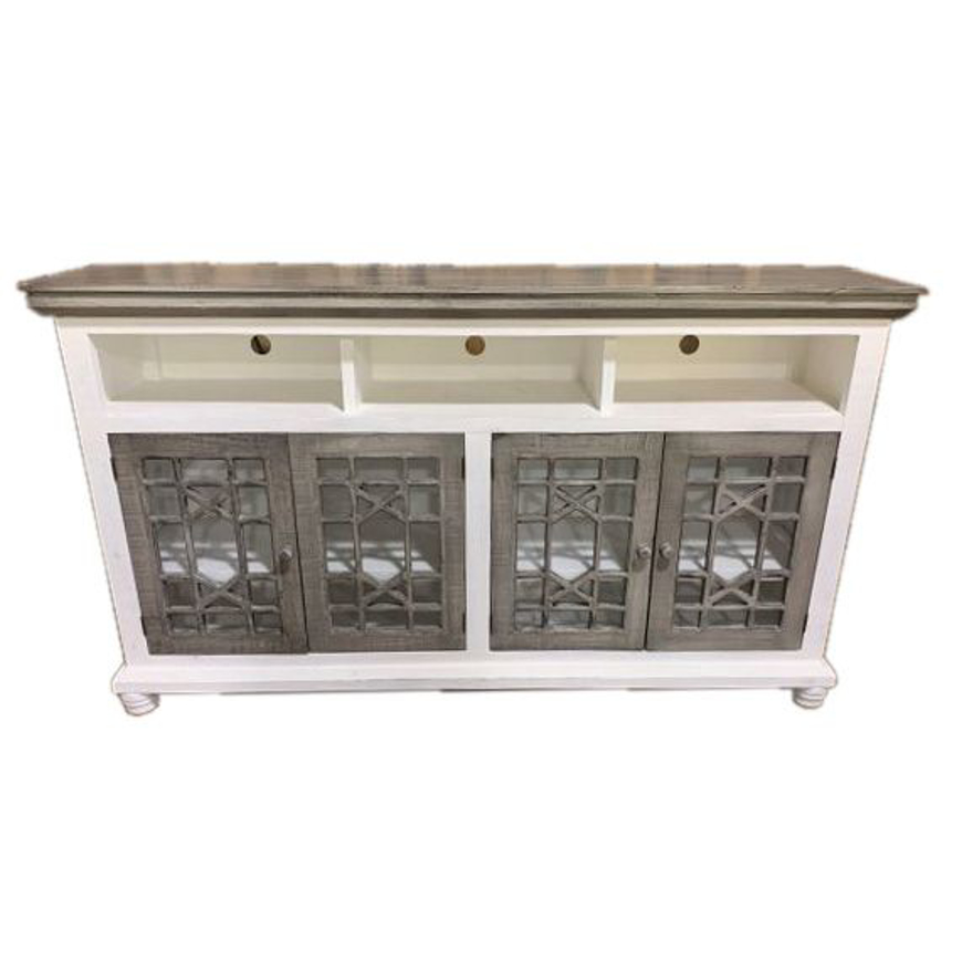 Picture of RUSTIC ENTERTAINMENT CONSOLE WHITE GRAY TOP/DOORS - TE206