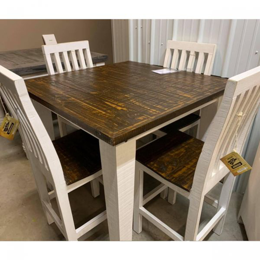 Picture of RUSTIC 42" BISTRO TABLE & 4 BARSTOOLS - MD1411
