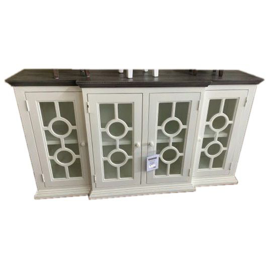 Picture of RUSTIC ENTERTAINMENT CONSOLE ANTIQUE WHITE/GRAY TOP - WO65