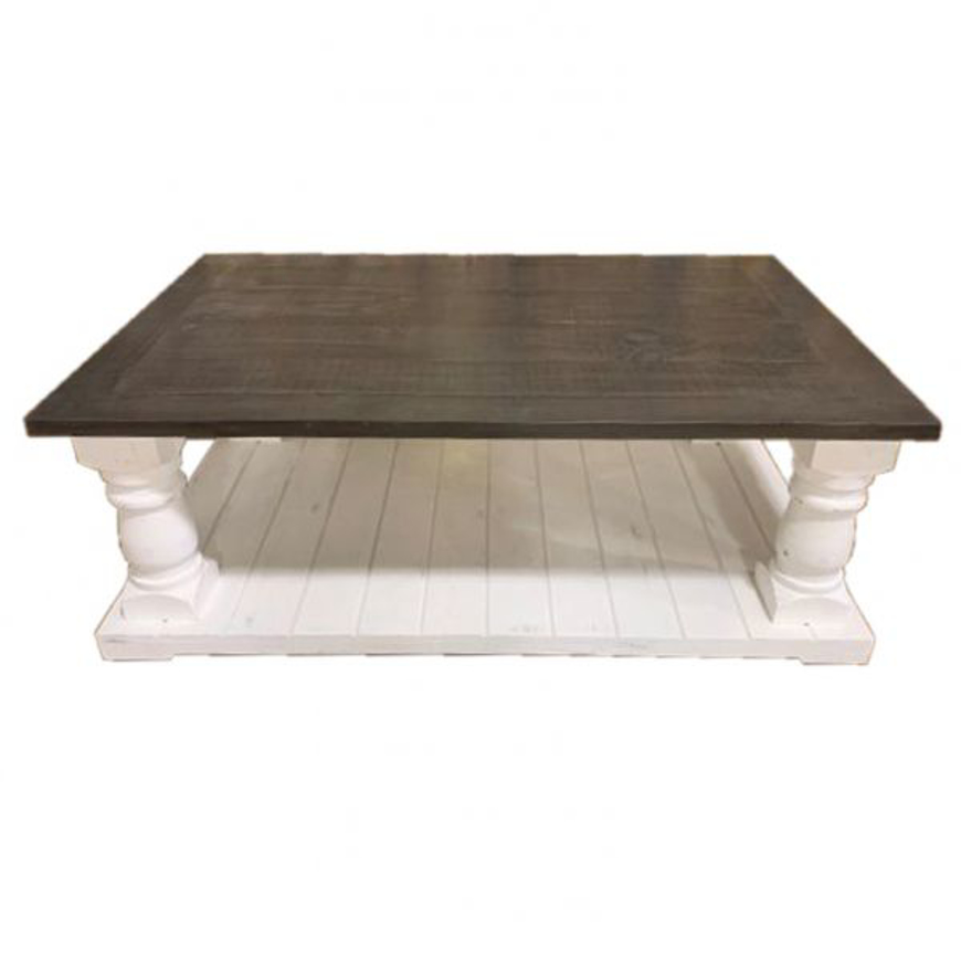 Picture of RUSTIC COFFEE TABLE ANTIQUE WHITE GRAY TOP - TE227