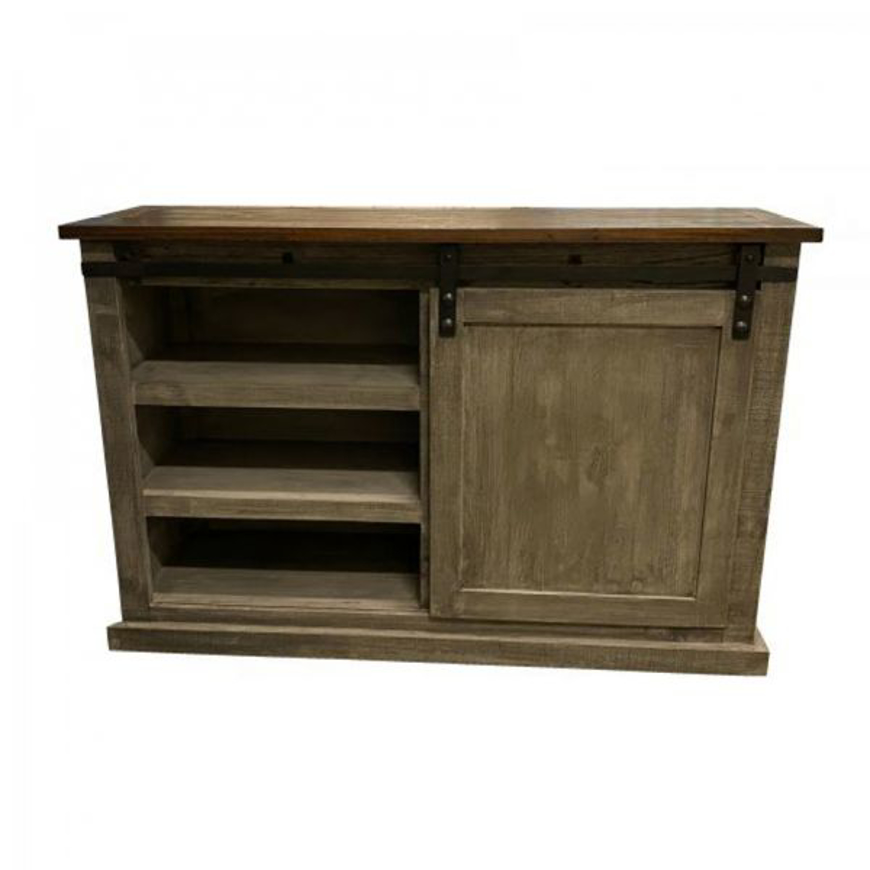 Picture of RUSTIC CHARCOAL GRAY BROWN TOP 52" BARN DOOR CONSOLE - MD594