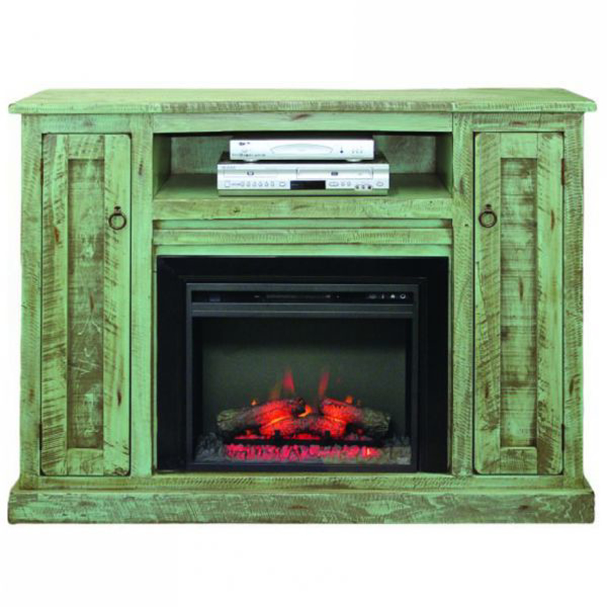 Picture of Rustic Tall Curve Fireplace TV