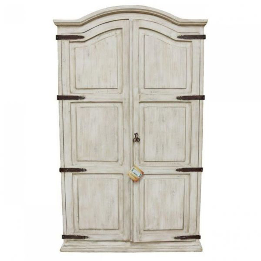 Picture of RUSTIC WEATHERED WHITE FULL DOOR ARMOIRE - MD703