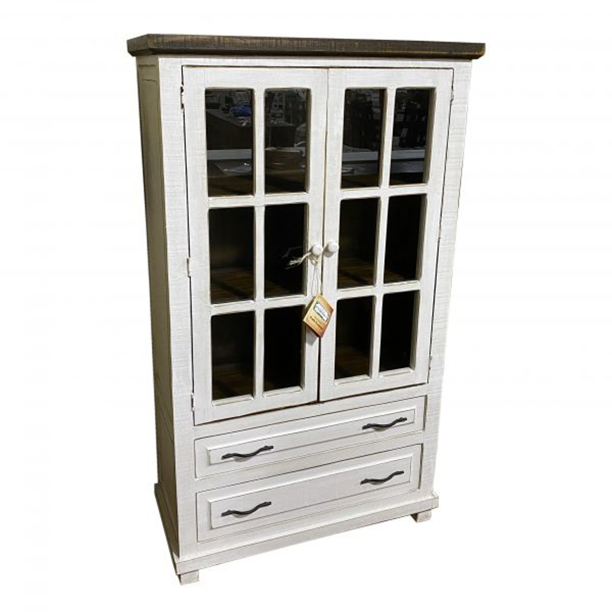Picture of RUSTIC CABINET WEATHERED WHITE WITH DARK DOORS - MD962