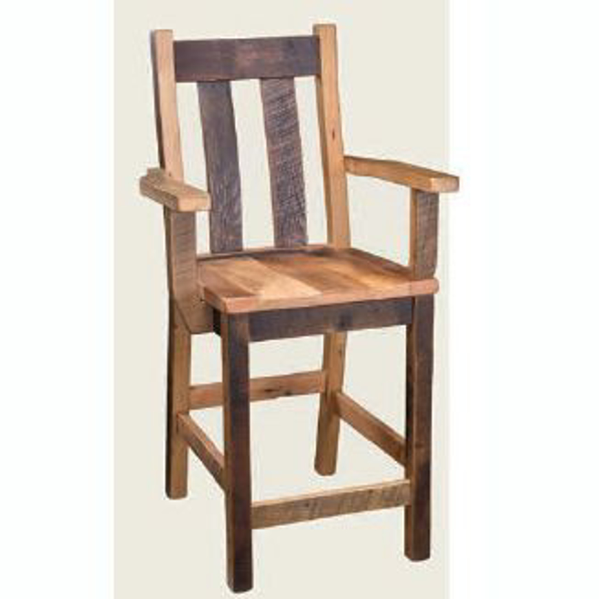 Picture of Amish Reclaimed Barnwood Timberline Counter Stool with Arms