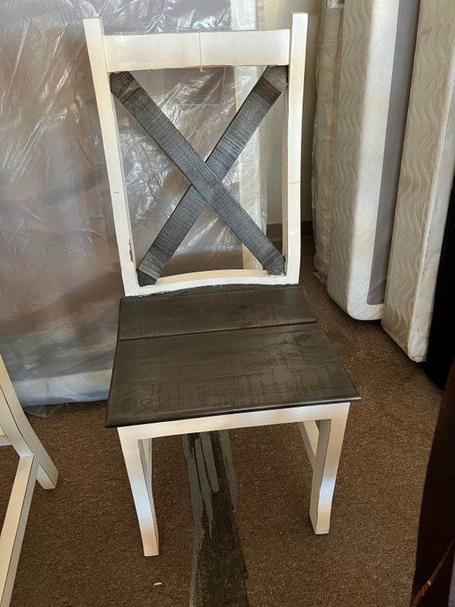 Picture of ANTQ WHITE W GRAY X BACK CHAIR