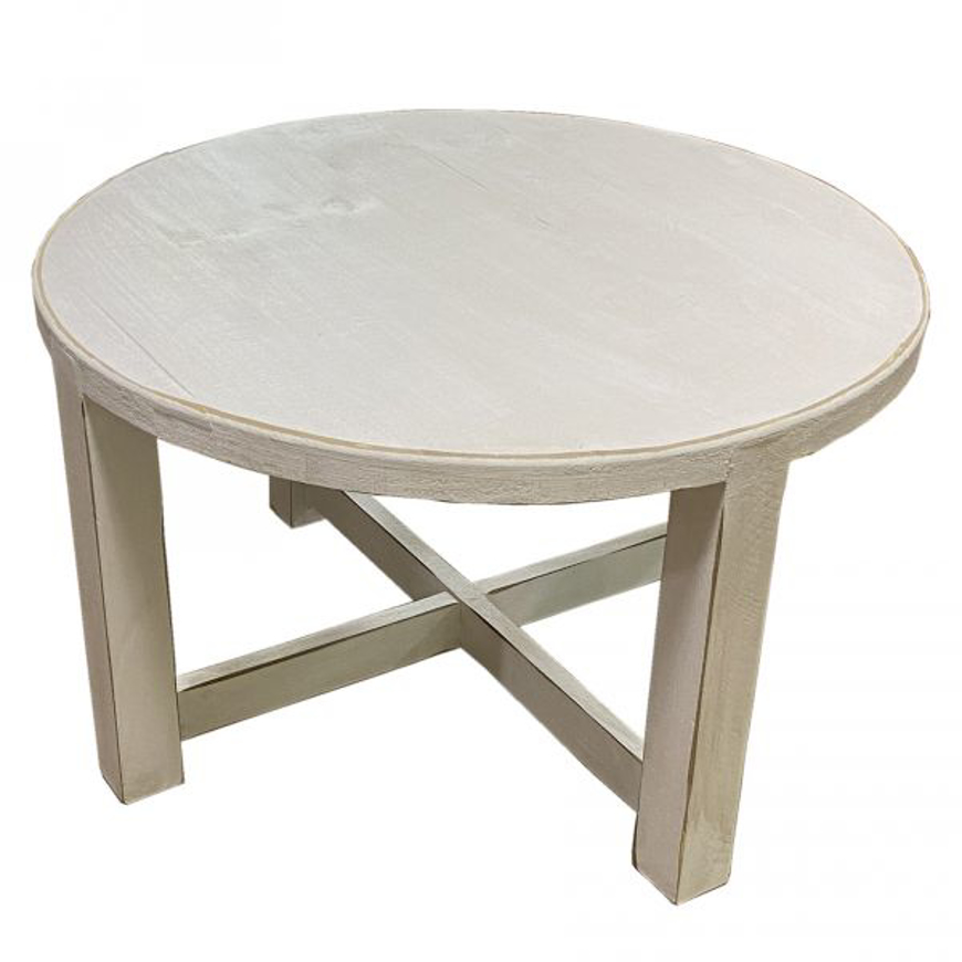 Picture of RUSTIC ROUND COCKTAIL TABLE WEATHERED WHITE - MD548