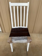 Picture of RUSTIC WHITE CHAIR W/ BROWN SEAT