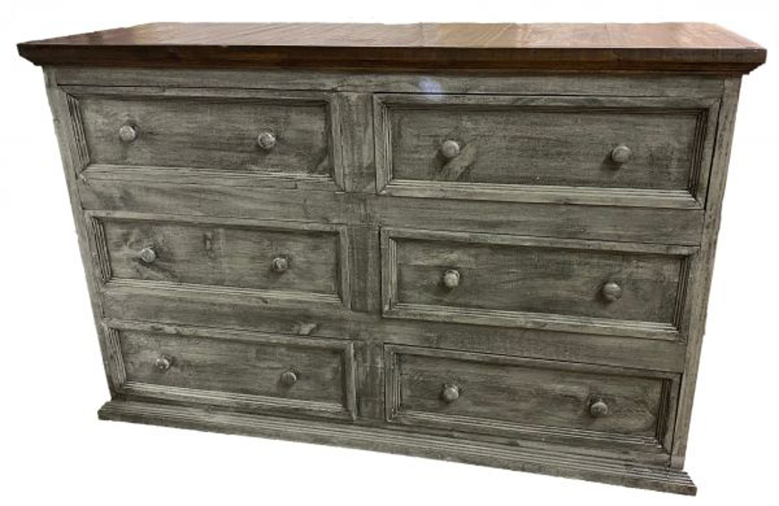Picture of RUSTIC GRAY WITH BROWN TOP BUDGET DRESSER WOOD KNOB - MD806