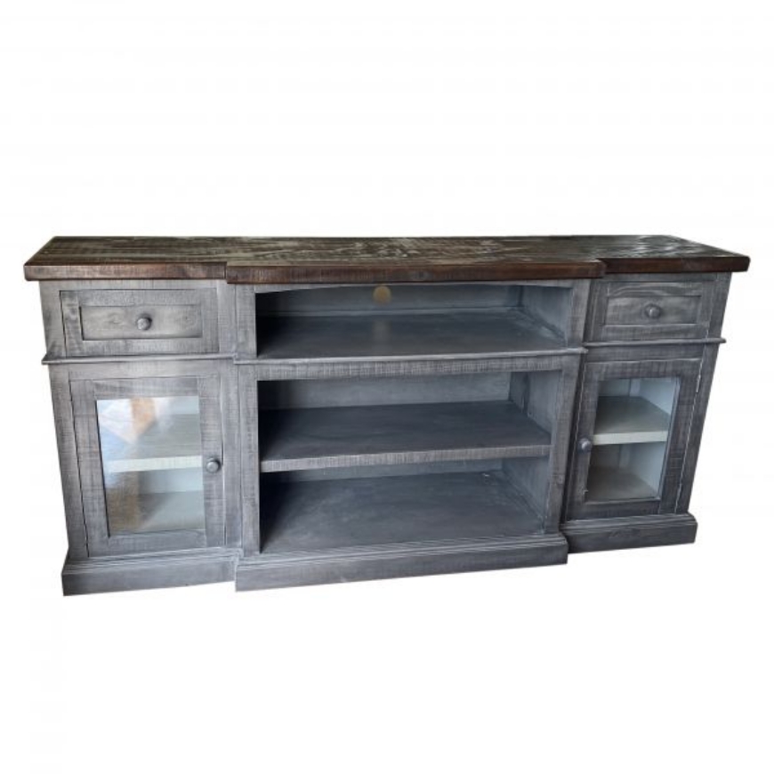 Picture of RUSTIC ENTERTAINMENT CONSOLE GRAY/BROWN TOP - MD595