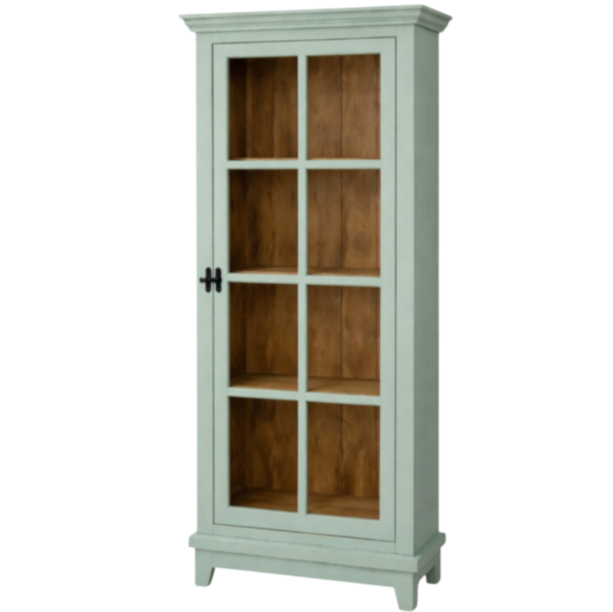 Picture of RUSTIC TIFFANY BLUE GLASS 1 DOOR CABINET - MD513