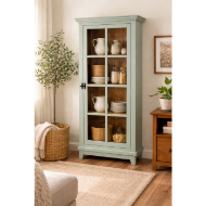 Picture of RUSTIC TIFFANY BLUE GLASS 1 DOOR CABINET - MD513
