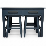 Picture of ISLAND W/STOOLS TEAL/GOLD
